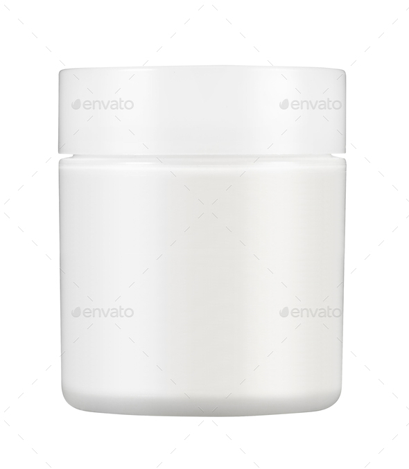 White Matte Glass Doublewall Jar With Plastic Lid Stock Photo by